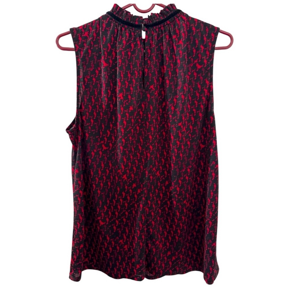 NWT Worthington Cherry Cordial Astor Bow Tie Mock Neck Blouse Size Large - Picture 8 of 9